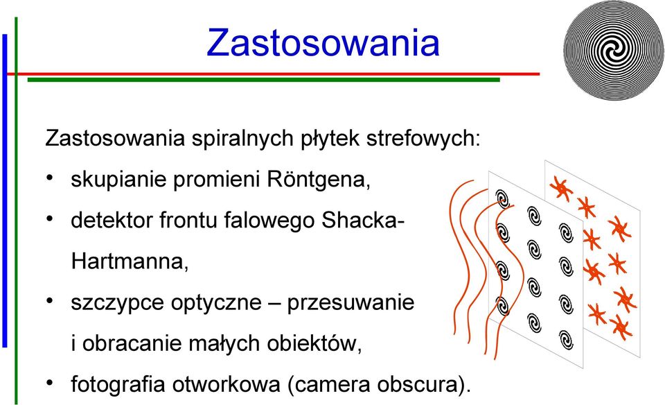 ShackaHartmanna, szczypce optyczne przesuwanie i