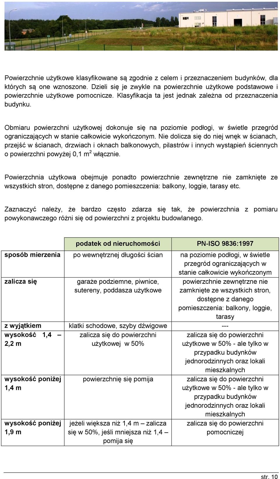 Obmiaru powierzchni użytkowej dokonuje się na poziomie podłogi, w świetle przegród ograniczających w stanie całkowicie wykończonym.