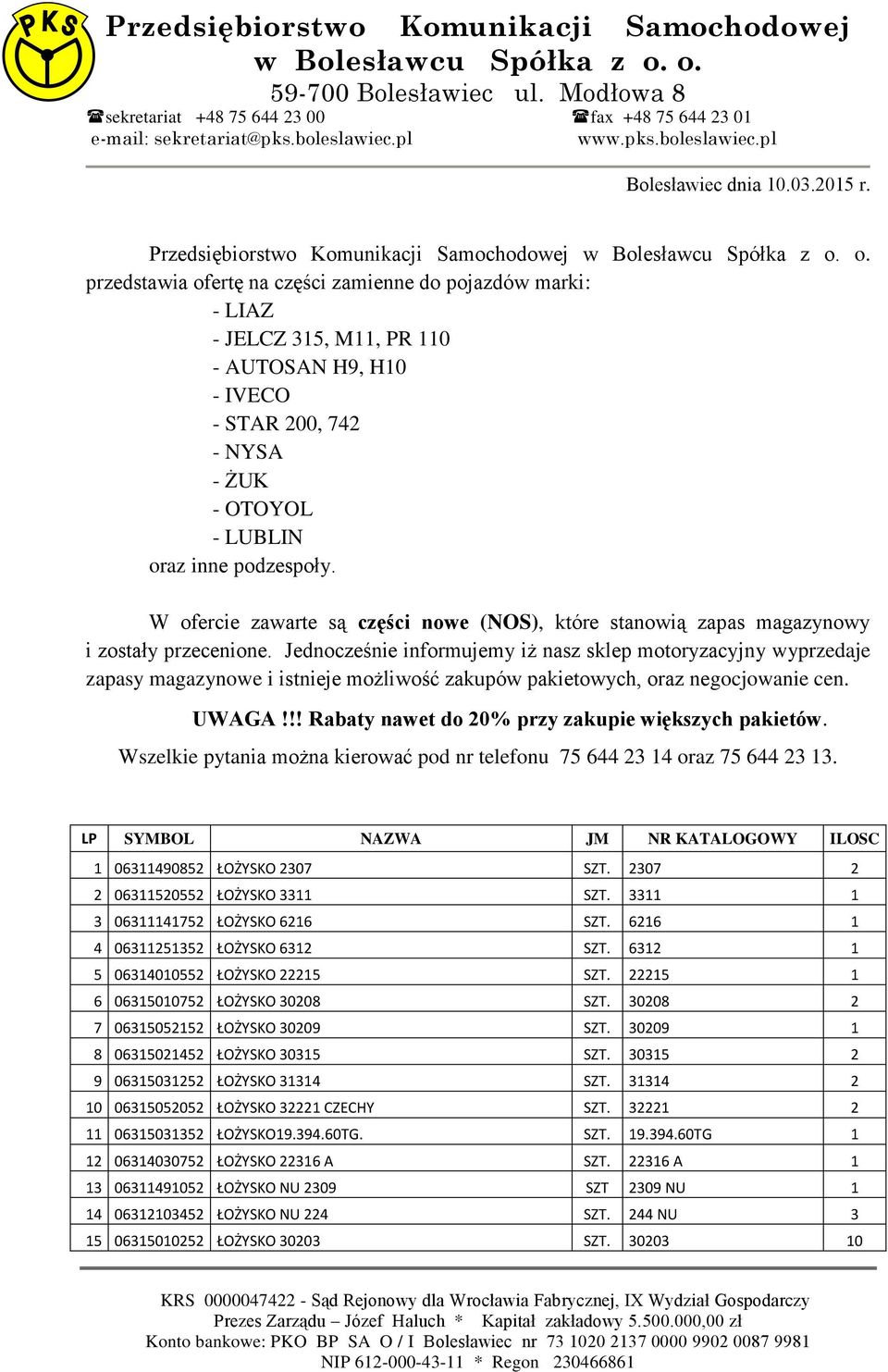 LUBLIN oraz inne podzespoły. W ofercie zawarte są części nowe (NOS), które stanowią zapas magazynowy i zostały przecenione.