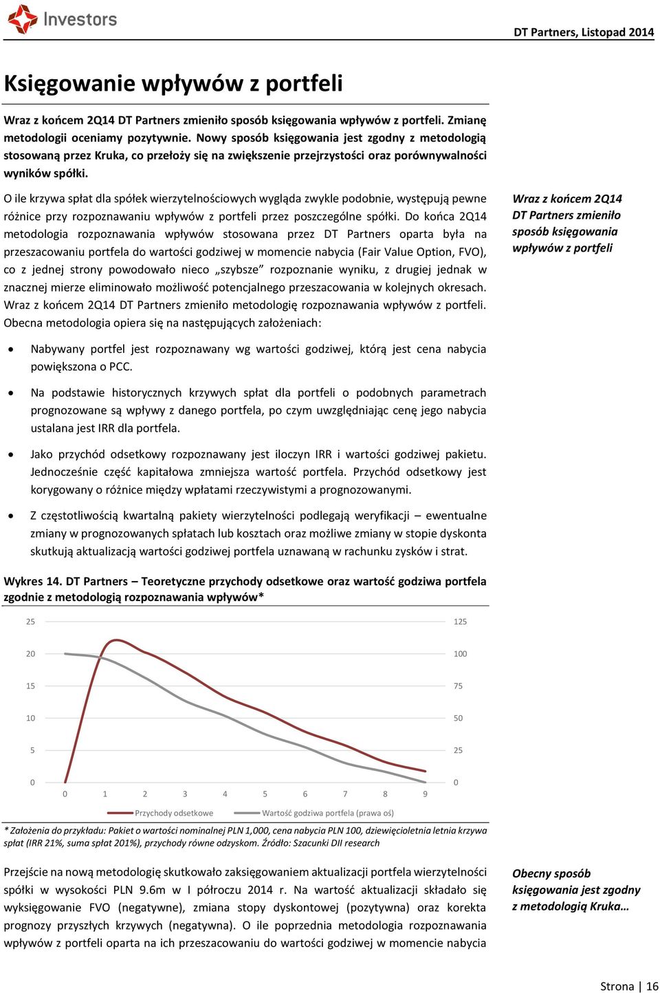 O ile krzywa spłat dla spółek wierzytelnościowych wygląda zwykle podobnie, występują pewne różnice przy rozpoznawaniu wpływów z portfeli przez poszczególne spółki.