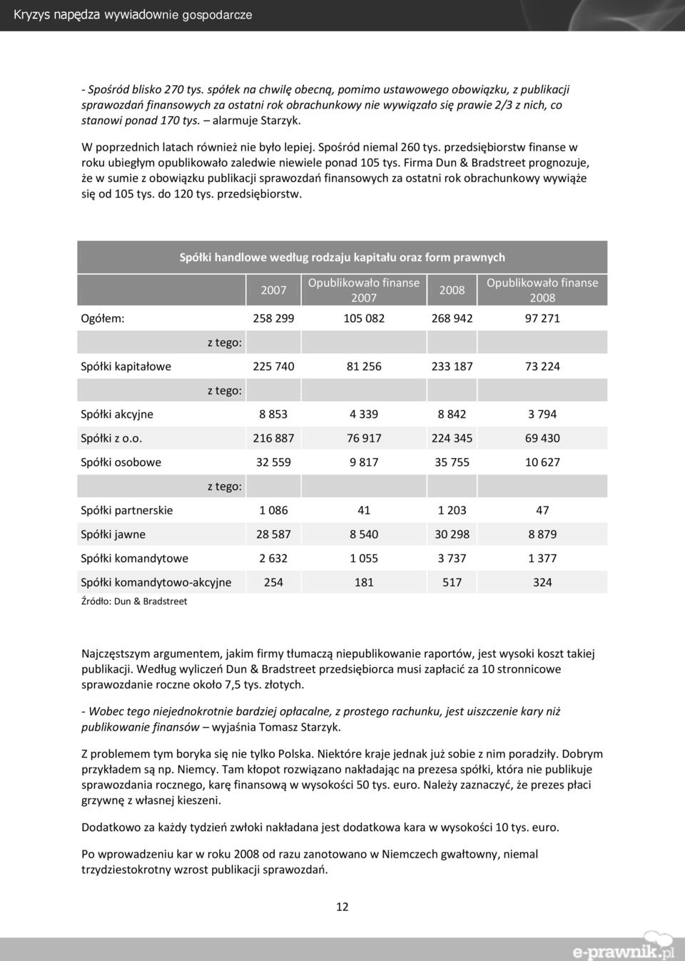 W poprzednich latach również nie było lepiej. Spośród niemal 260 tys. przedsiębiorstw finanse w roku ubiegłym opublikowało zaledwie niewiele ponad 105 tys.