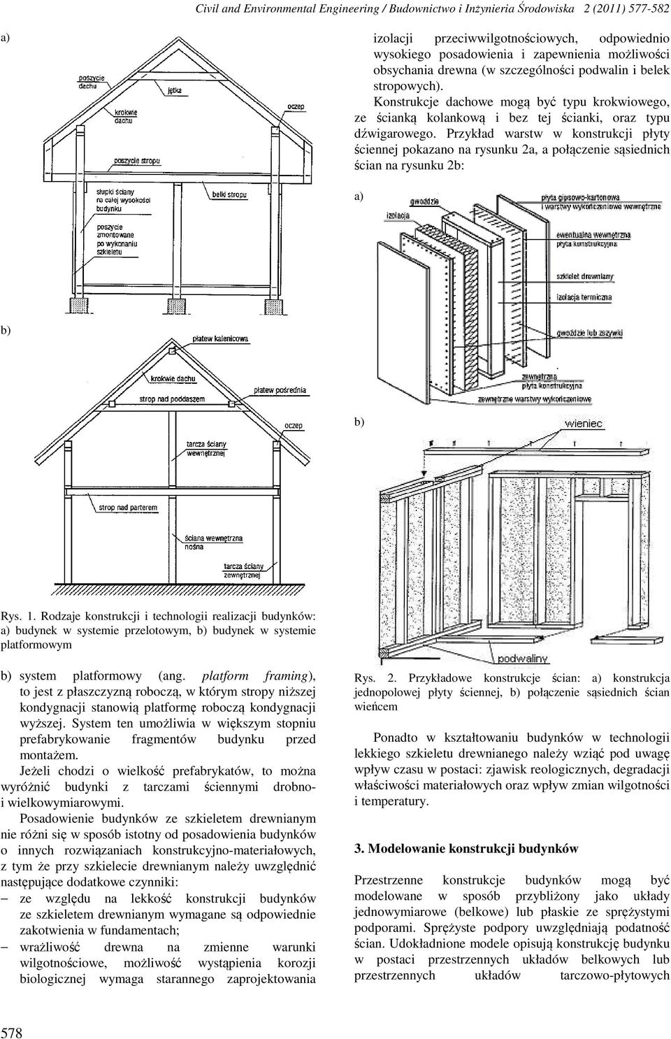 Przykład warstw w konstrukcji płyty ściennej pokazano na rysunku 2a, a połączenie sąsiednich ścian na rysunku 2b: Rys. 1.