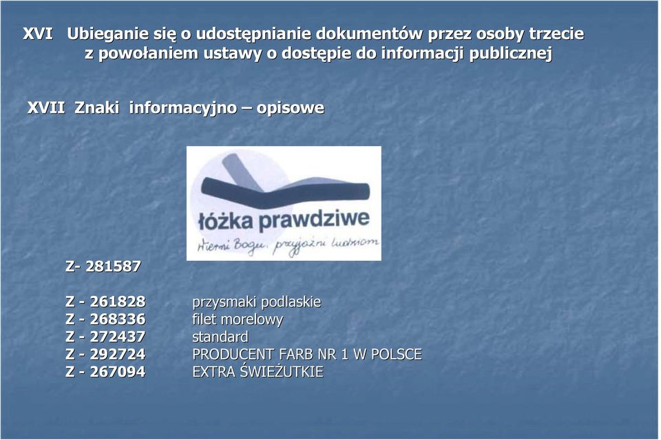 informacyjno opisowe Z- 281587 Z - 261828 przysmaki podlaskie Z - 268336