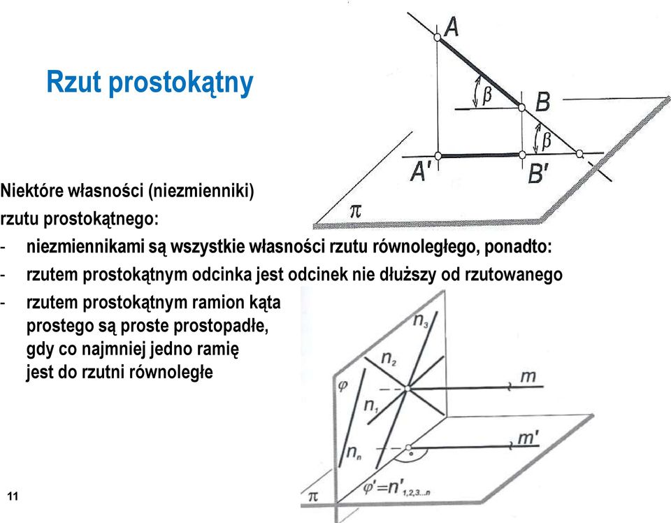 prostokątnym odcinka jest odcinek nie dłuższy od rzutowanego - rzutem prostokątnym