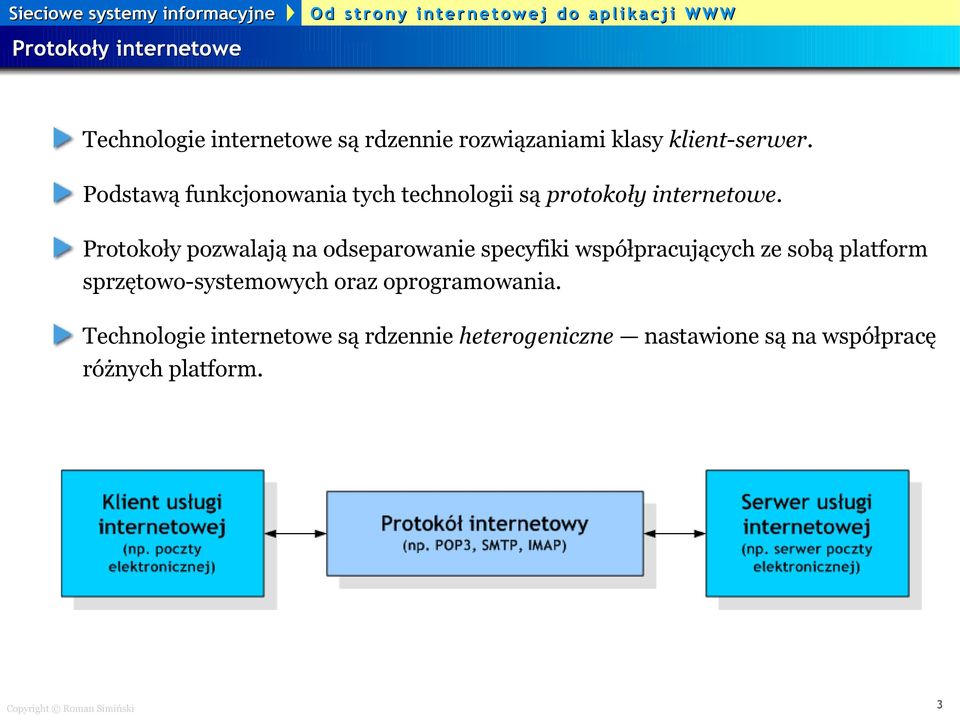 Protokoły pozwalają na odseparowanie specyfiki współpracujących ze sobą platform