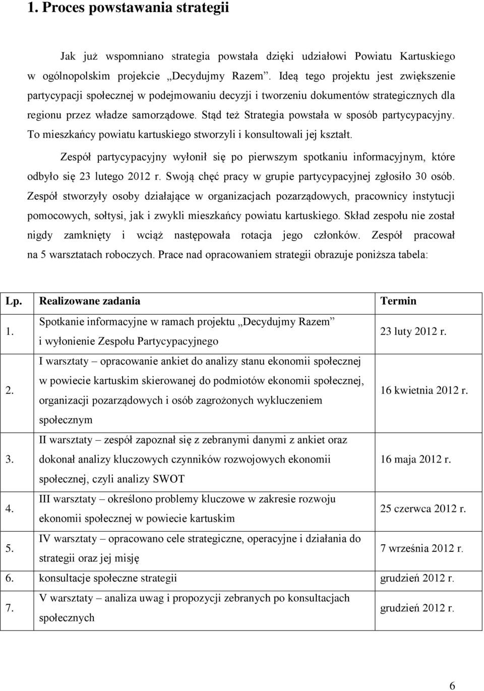 Stąd też Strategia powstała w sposób partycypacyjny. To mieszkańcy powiatu kartuskiego stworzyli i konsultowali jej kształt.