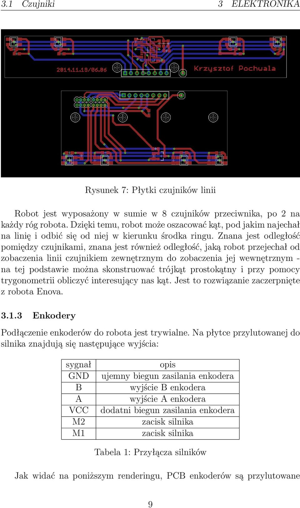 Znana jest odległość pomiędzy czujnikami, znana jest również odległość, jaką robot przejechał od zobaczenia linii czujnikiem zewnętrznym do zobaczenia jej wewnętrznym - na tej podstawie można
