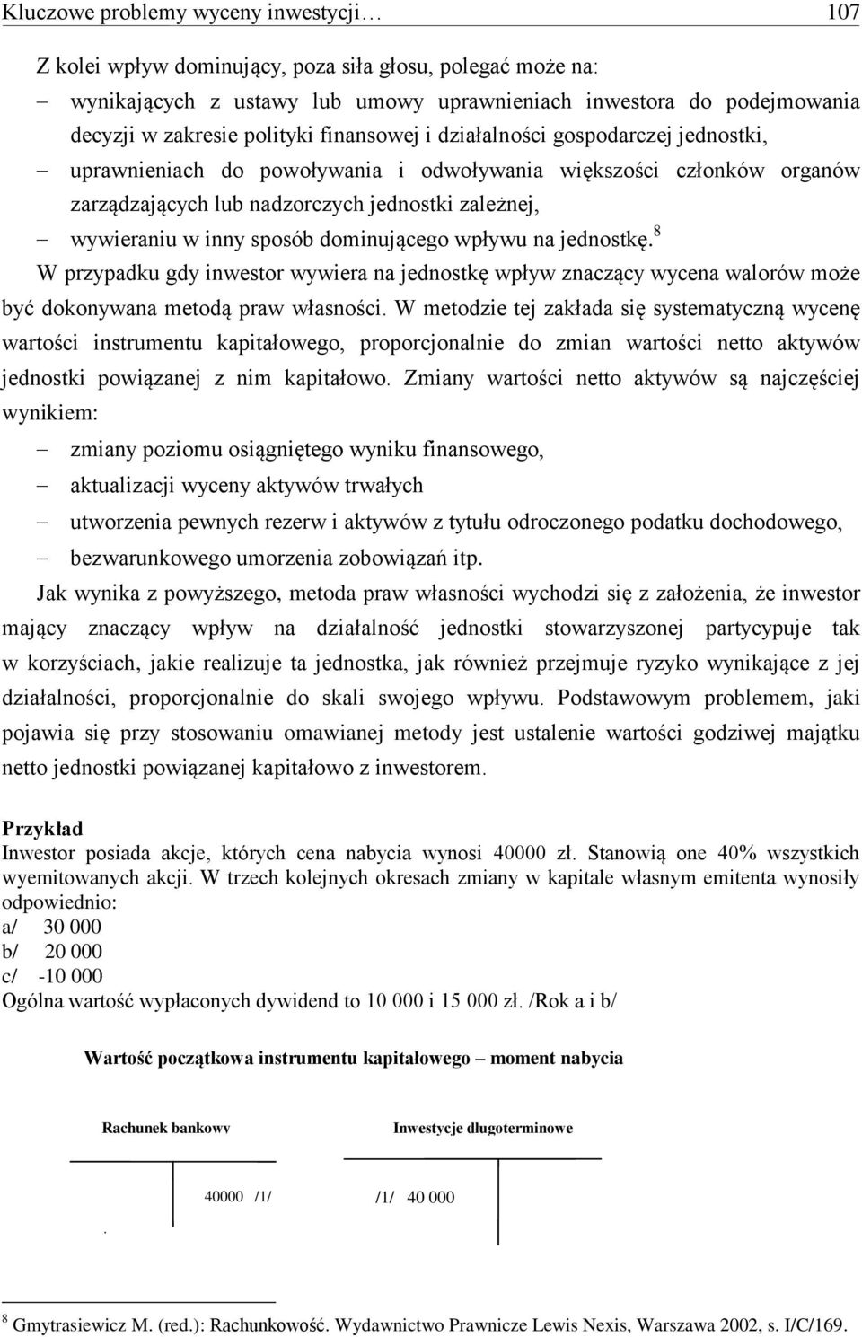 dominującego wpływu na jednostkę. 8 W przypadku gdy inwestor wywiera na jednostkę wpływ znaczący wycena walorów może być dokonywana metodą praw własności.