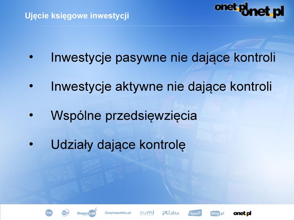 Inwestycje aktywne nie dające