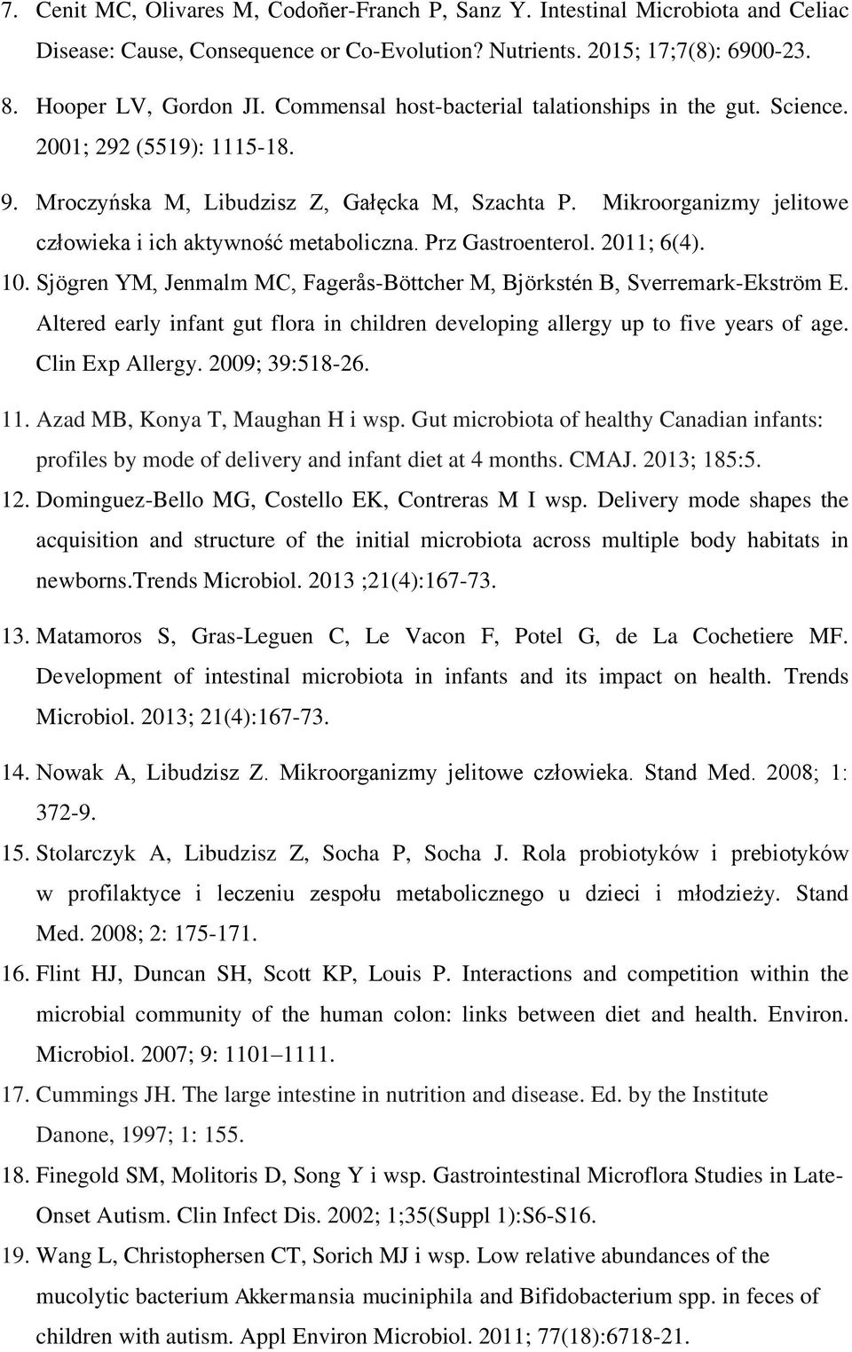 Mikroorganizmy jelitowe człowieka i ich aktywność metaboliczna. Prz Gastroenterol. 2011; 6(4). 10. Sjögren YM, Jenmalm MC, Fagerås-Böttcher M, Björkstén B, Sverremark-Ekström E.