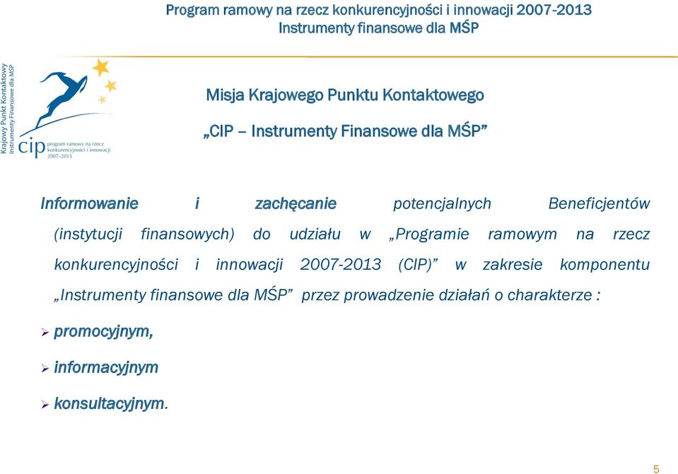 Programie ramowym na rzecz konkurencyjności i innowacji 2007-2013 (CIP) w zakresie