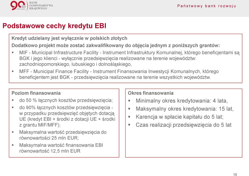 dolnośląskiego, MFF - Municipal Finance Facility - Instrument Finansowania Inwestycji Komunalnych, którego beneficjentem jest BGK - przedsięwzięcia realizowane na terenie wszystkich województw.