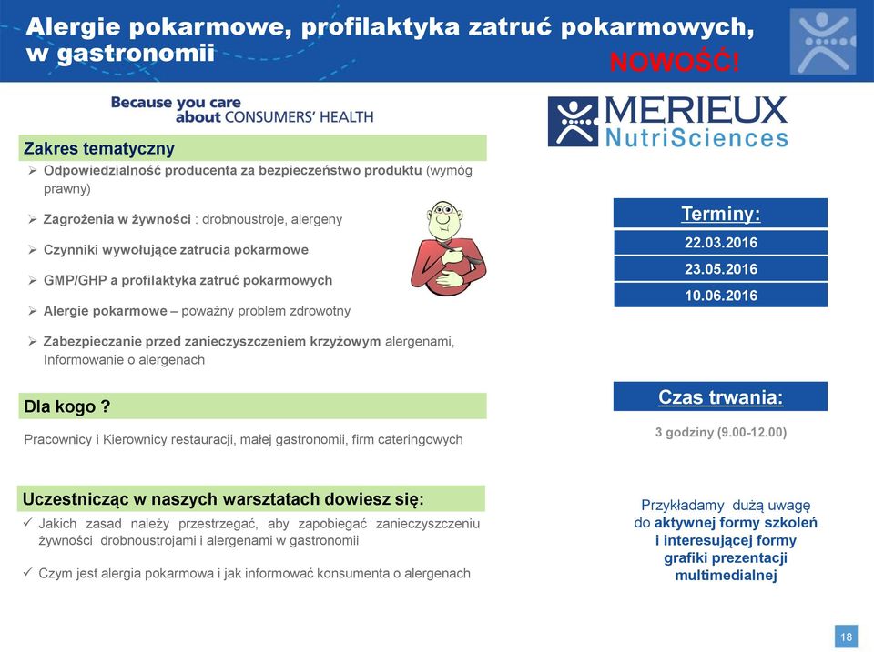 2016 Zabezpieczanie przed zanieczyszczeniem krzyżowym alergenami, Informowanie o alergenach Dla kogo?