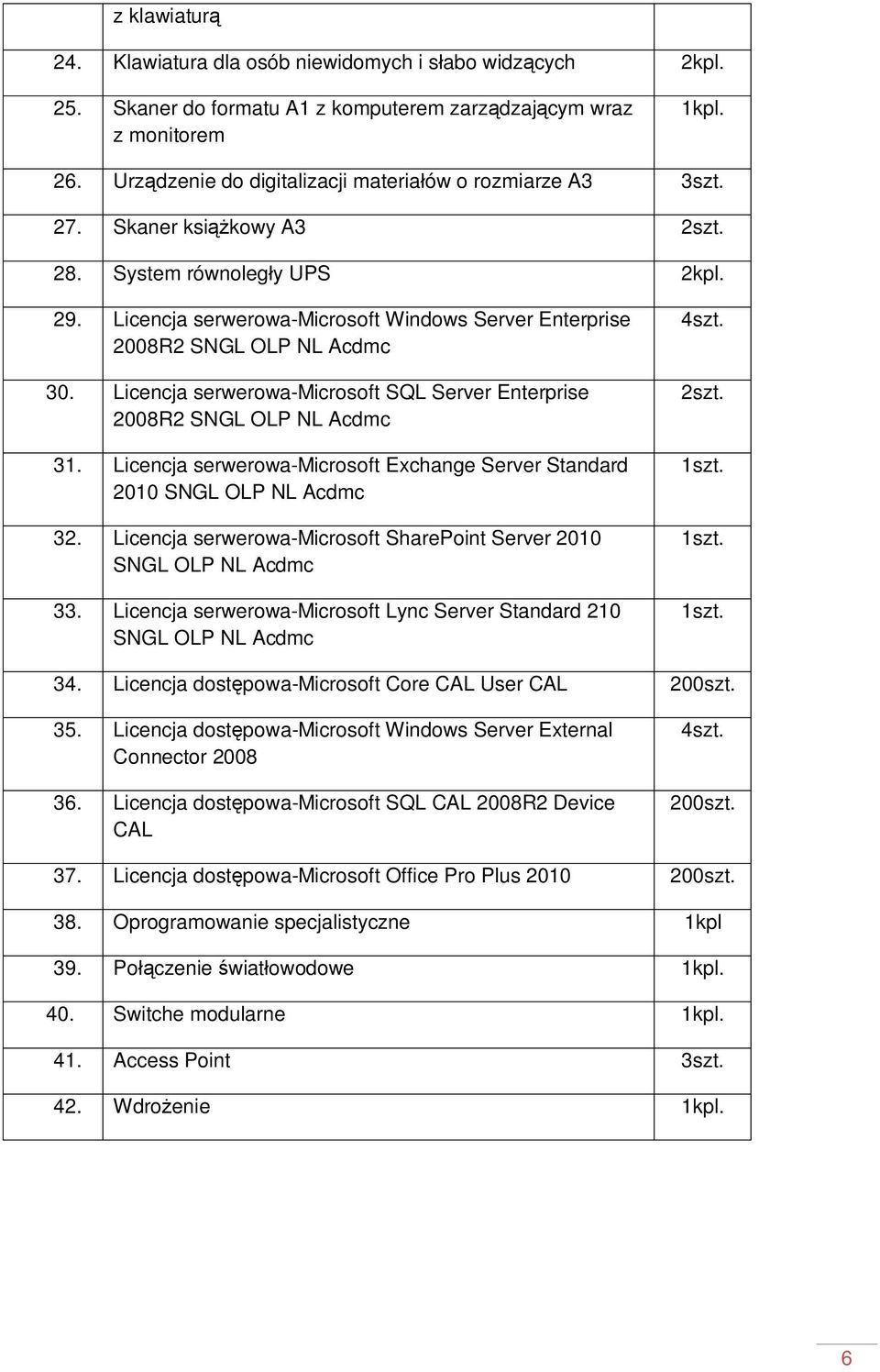 Licencja serwerowa-microsoft Windows Server Enterprise 2008R2 SNGL OLP NL Acdmc 30. Licencja serwerowa-microsoft SQL Server Enterprise 2008R2 SNGL OLP NL Acdmc 31.