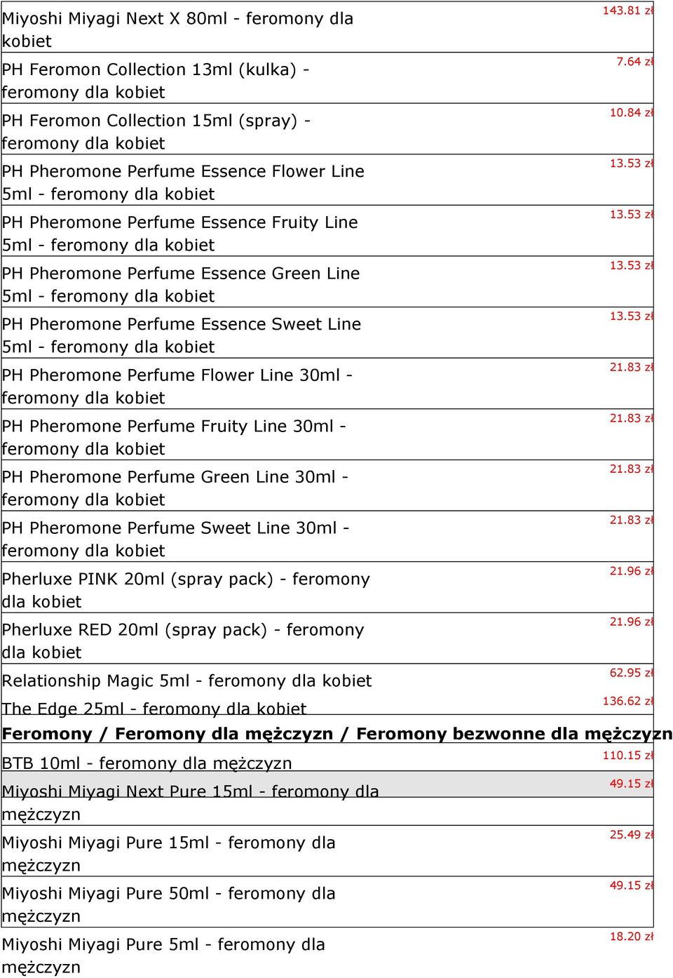 Perfume Flower Line 30ml - feromony dla PH Pheromone Perfume Fruity Line 30ml - feromony dla PH Pheromone Perfume Green Line 30ml - feromony dla PH Pheromone Perfume Sweet Line 30ml - feromony dla