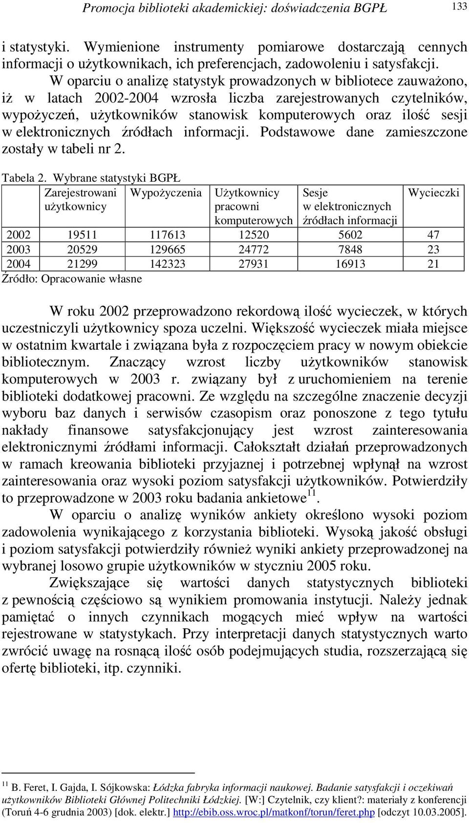 elektronicznych ródłach informacji. Podstawowe dane zamieszczone zostały w tabeli nr 2. Tabela 2.