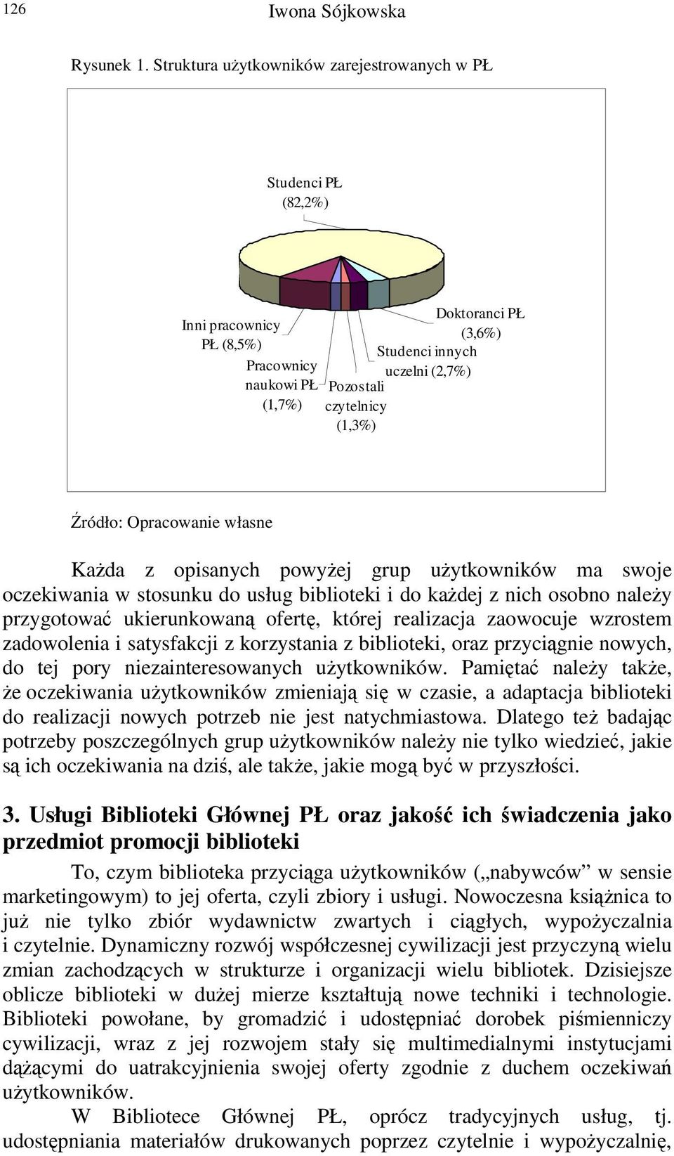 ródło: Opracowanie własne Kada z opisanych powyej grup uytkowników ma swoje oczekiwania w stosunku do usług biblioteki i do kadej z nich osobno naley przygotowa ukierunkowan ofert, której realizacja