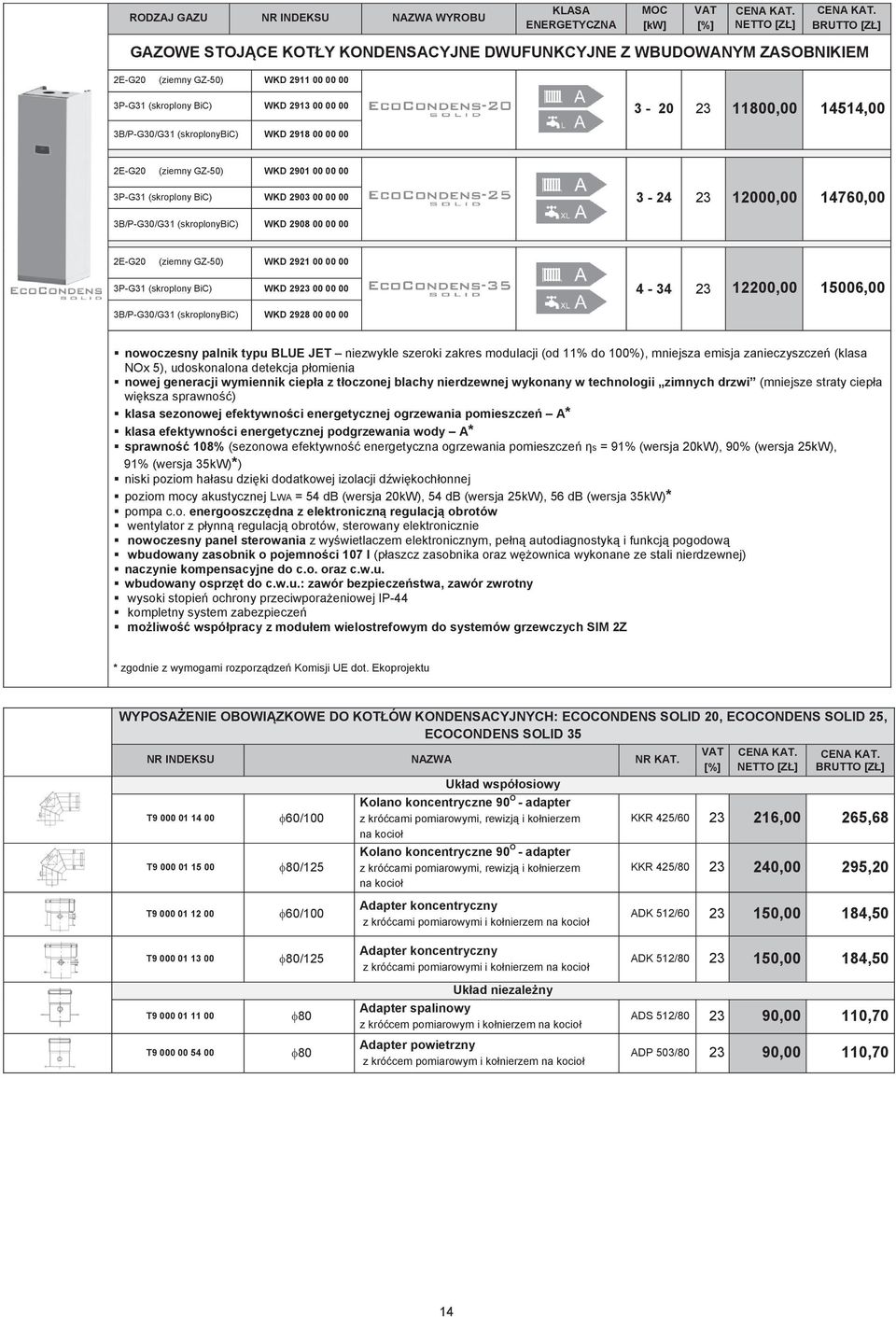 (skroplonybic) WKD 2908 00 00 00 2EG20 (ziemny GZ50) WKD 2921 00 00 00 3PG31 (skroplony BiC) WKD 29 00 00 00 4 34 12200,00 15006,00 3B/PG30/G31 (skroplonybic) WKD 2928 00 00 00 nowoczesny palnik typu