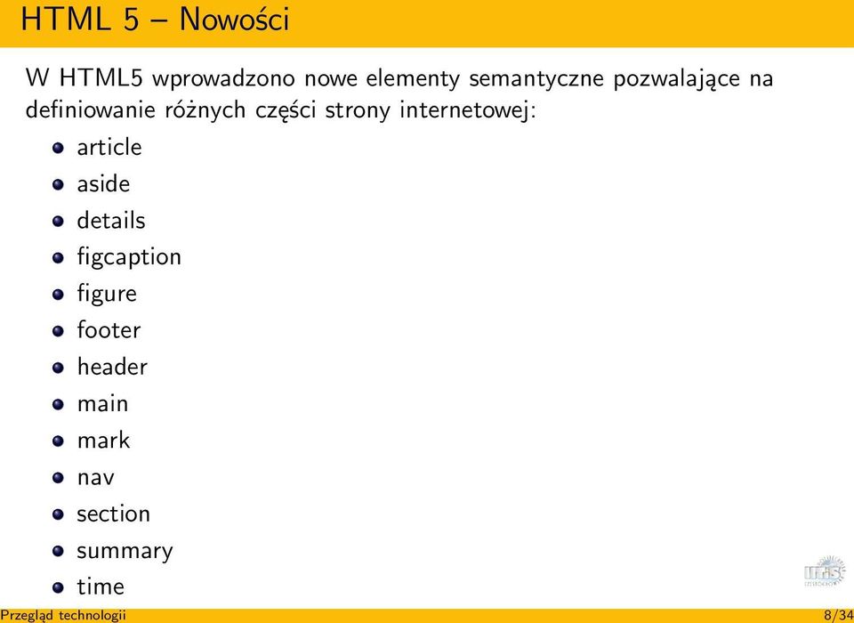 strony internetowej: article aside details figcaption