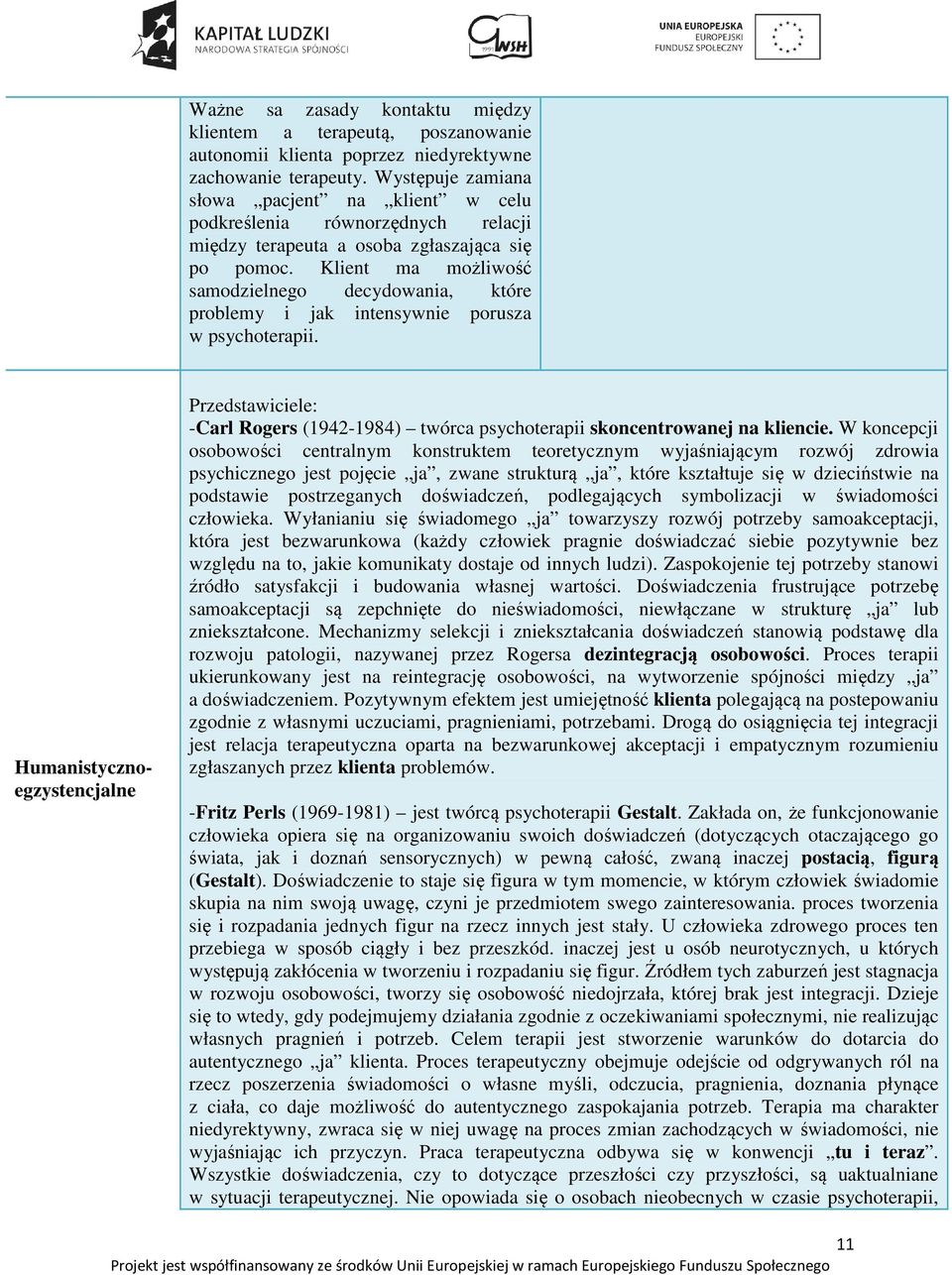 Klient ma możliwość samodzielnego decydowania, które problemy i jak intensywnie porusza w psychoterapii.