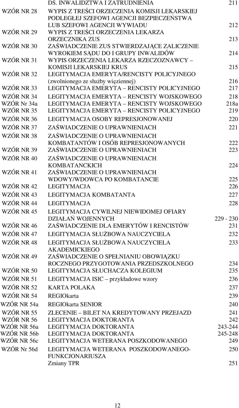 KRUS 215 WZÓR NR 32 LEGITYMACJA EMERYTA/RENCISTY POLICYJNEGO (zwolnionego ze słuŝby więziennej) 216 WZÓR NR 33 LEGITYMACJA EMERYTA RENCISTY POLICYJNEGO 217 WZÓR NR 34 WZÓR Nr 34a LEGITYMACJA EMERYTA