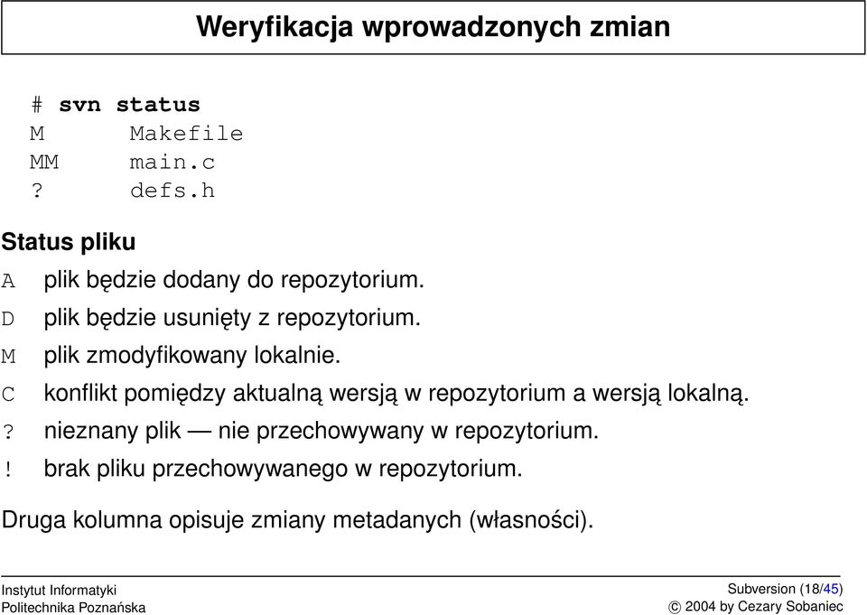 plik zmodyfikowany lokalnie. konflikt pomiędzy aktualna wersja w repozytorium a wersja lokalna.