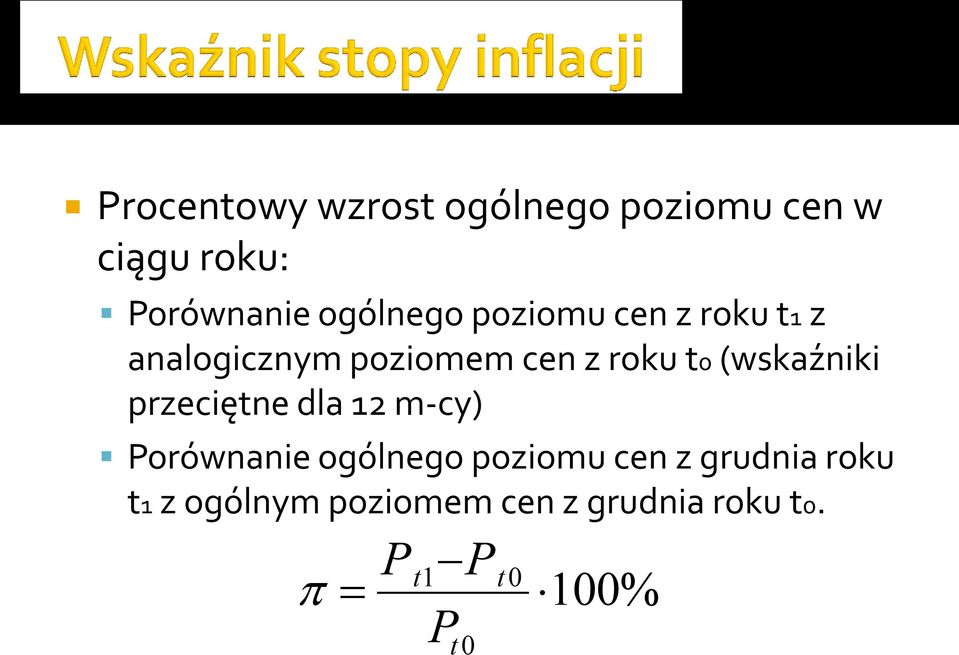 (wskaźniki przeciętne dla 12 m-cy) Porównanie ogólnego poziomu cen z