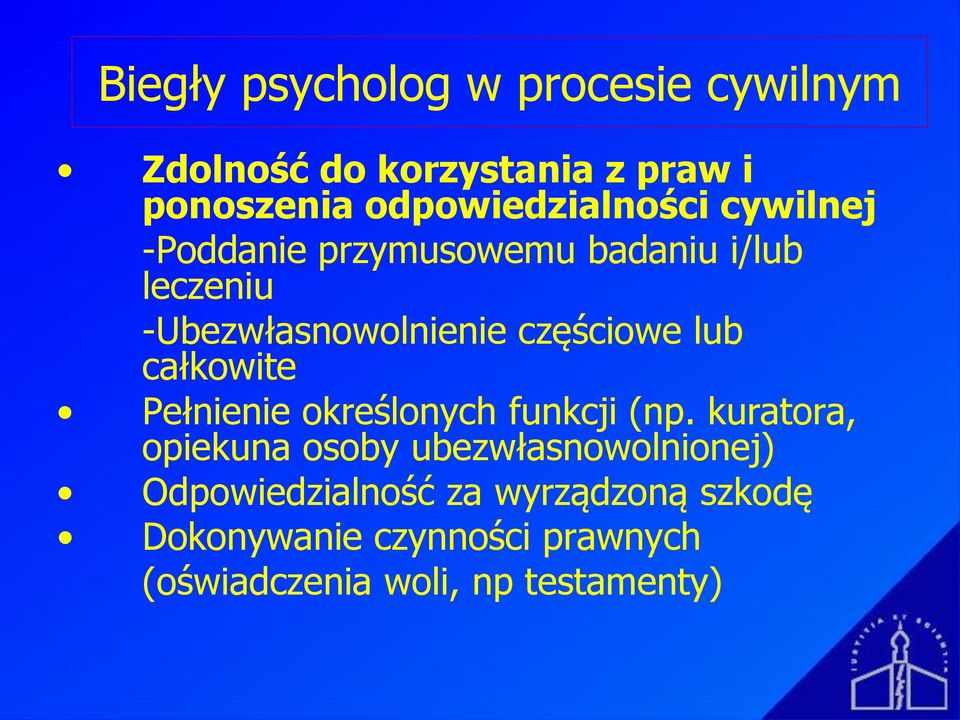 częściowe lub całkowite Pełnienie określonych funkcji (np.