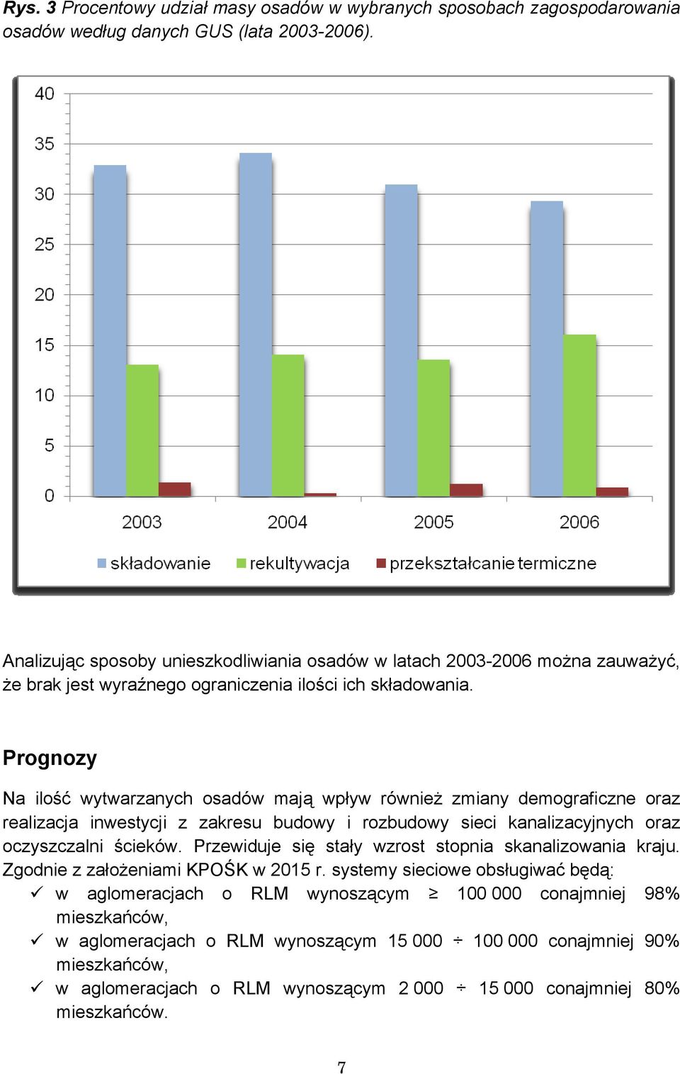 Prognozy Na ilość wytwarzanych osadów mają wpływ również zmiany demograficzne oraz realizacja inwestycji z zakresu budowy i rozbudowy sieci kanalizacyjnych oraz oczyszczalni ścieków.