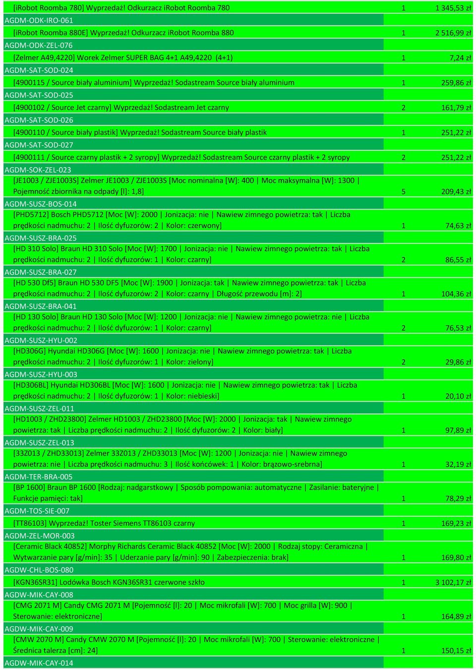 Sodastream Source biały aluminium 1 259,86 zł AGDM-SAT-SOD-025 [4900102 / Source Jet czarny] Wyprzedaż! Sodastream Jet czarny 2 161,79 zł AGDM-SAT-SOD-026 [4900110 / Source biały plastik] Wyprzedaż!