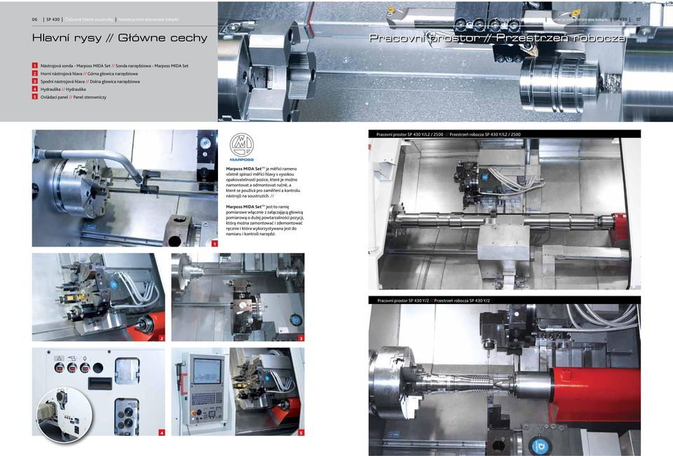 Pracovní prostor SP 30 Y/L2 / 200 // Przestrzeń robocza SP 30 Y/L2 / 200 Marposs MIDA Set TM je měřící rameno včetně spínací měřící hlavy s vysokou opakovatelností pozice, které je možno namontovat a