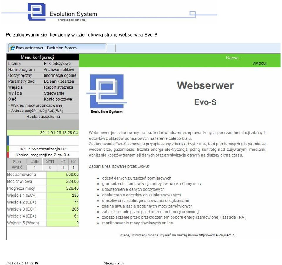 stronę webserwea Evo-S