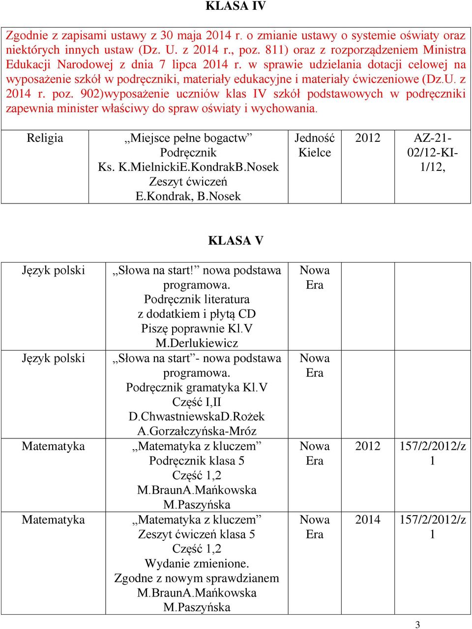 w sprawie udzielania dotacji celowej na wyposażenie szkół w podręczniki, materiały edukacyjne i materiały ćwiczeniowe (Dz.U. z 2014 r. poz.