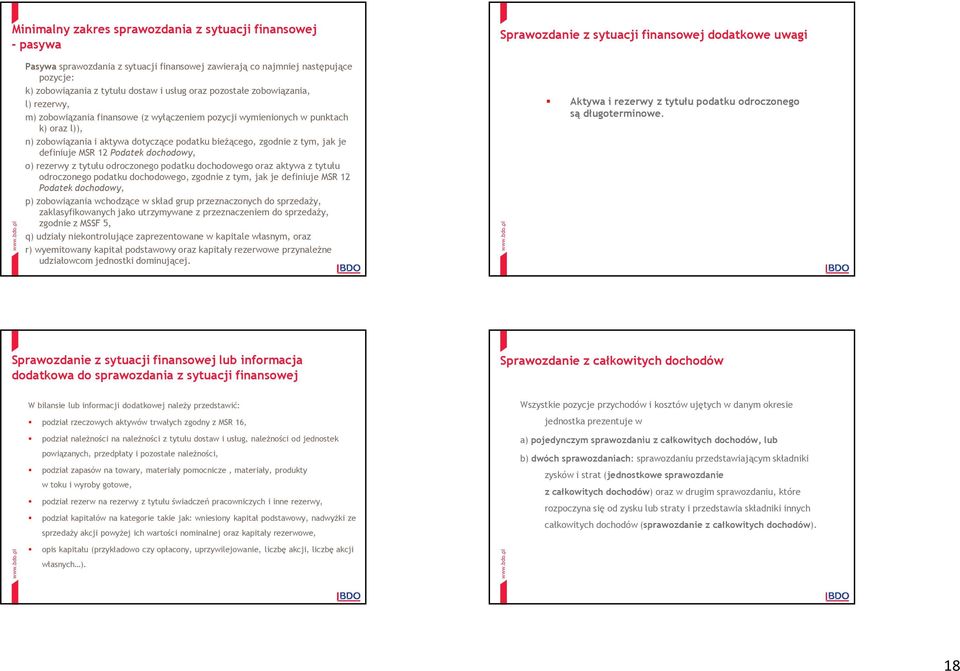 podatku bieżącego, zgodnie z tym, jak je definiuje MSR 12 Podatek dochodowy, o) rezerwy z tytułu odroczonego podatku dochodowego oraz aktywa z tytułu odroczonego podatku dochodowego, zgodnie z tym,
