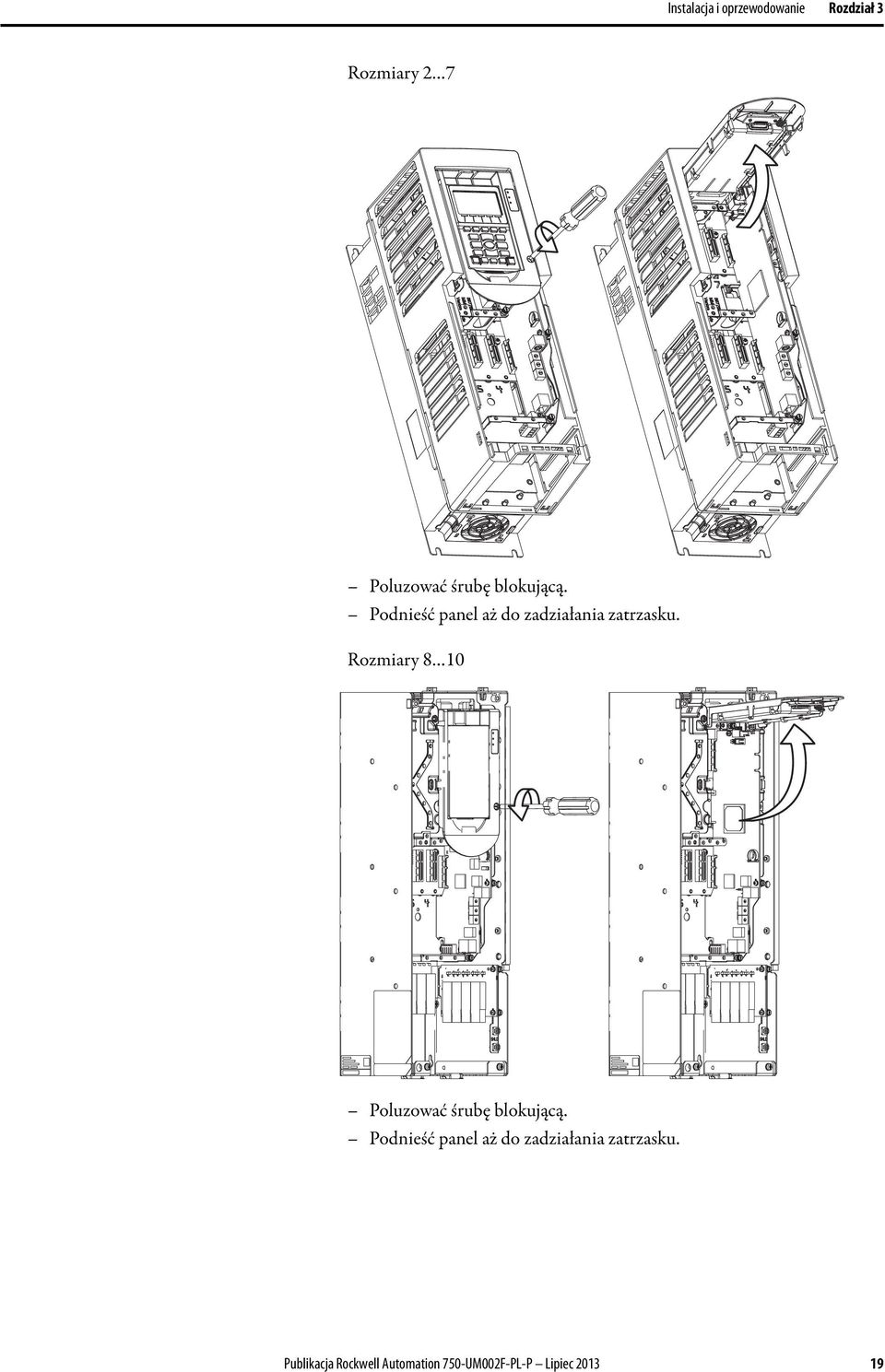 Rozmiary 8 10 Poluzować śrubę  Publikacja Rockwell Automation