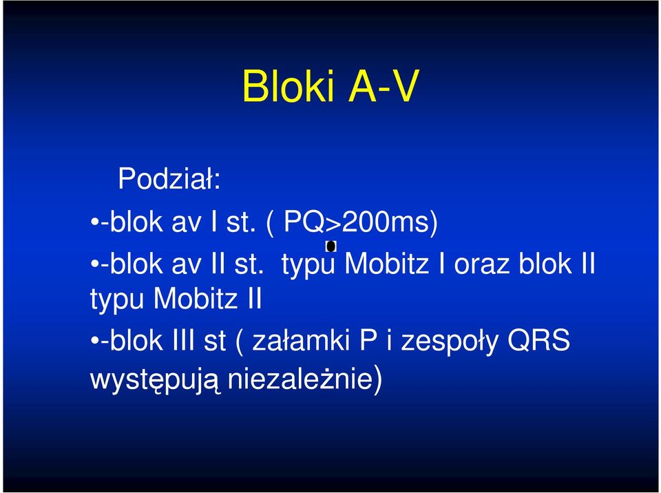 typu Mobitz I oraz blok II typu Mobitz II