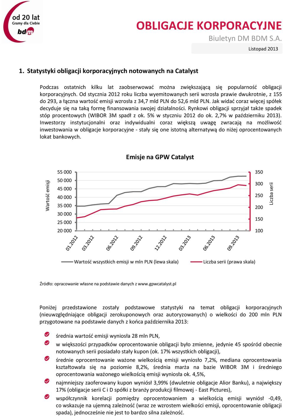 Od stycznia 2012 roku liczba wyemitowanych serii wzrosła prawie dwukrotnie, z 155 do 293, a łączna wartość emisji wzrosła z 34,7 mld PLN do 52,6 mld PLN.