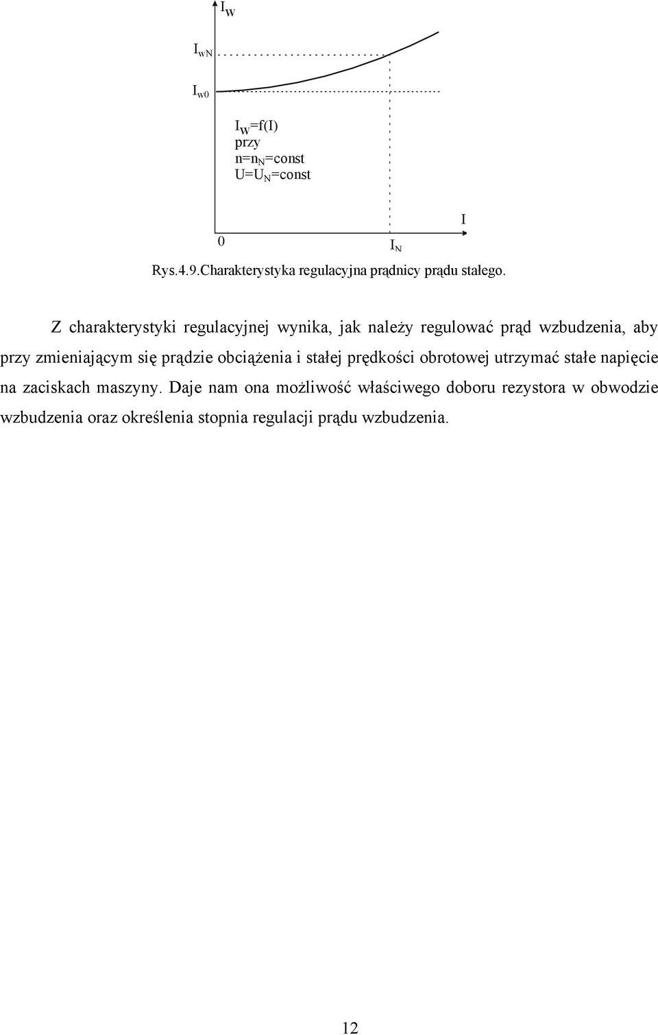 I N I Z charakterystyki regulacyjnej wynika, jak należy regulować prąd wzbudzenia, aby przy zmieniającym się