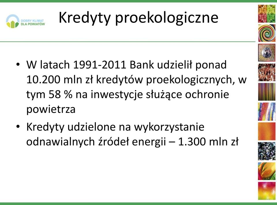 200 mln zł kredytów proekologicznych, w tym 58 % na