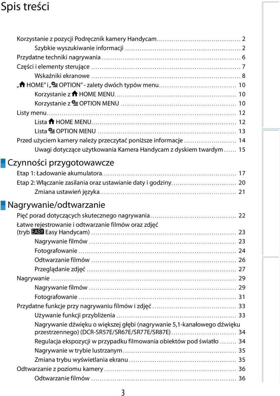 ....................................................................... 8 HOME i OPTION - zalety dwóch typów menu..................................... 10 Korzystanie z HOME MENU.