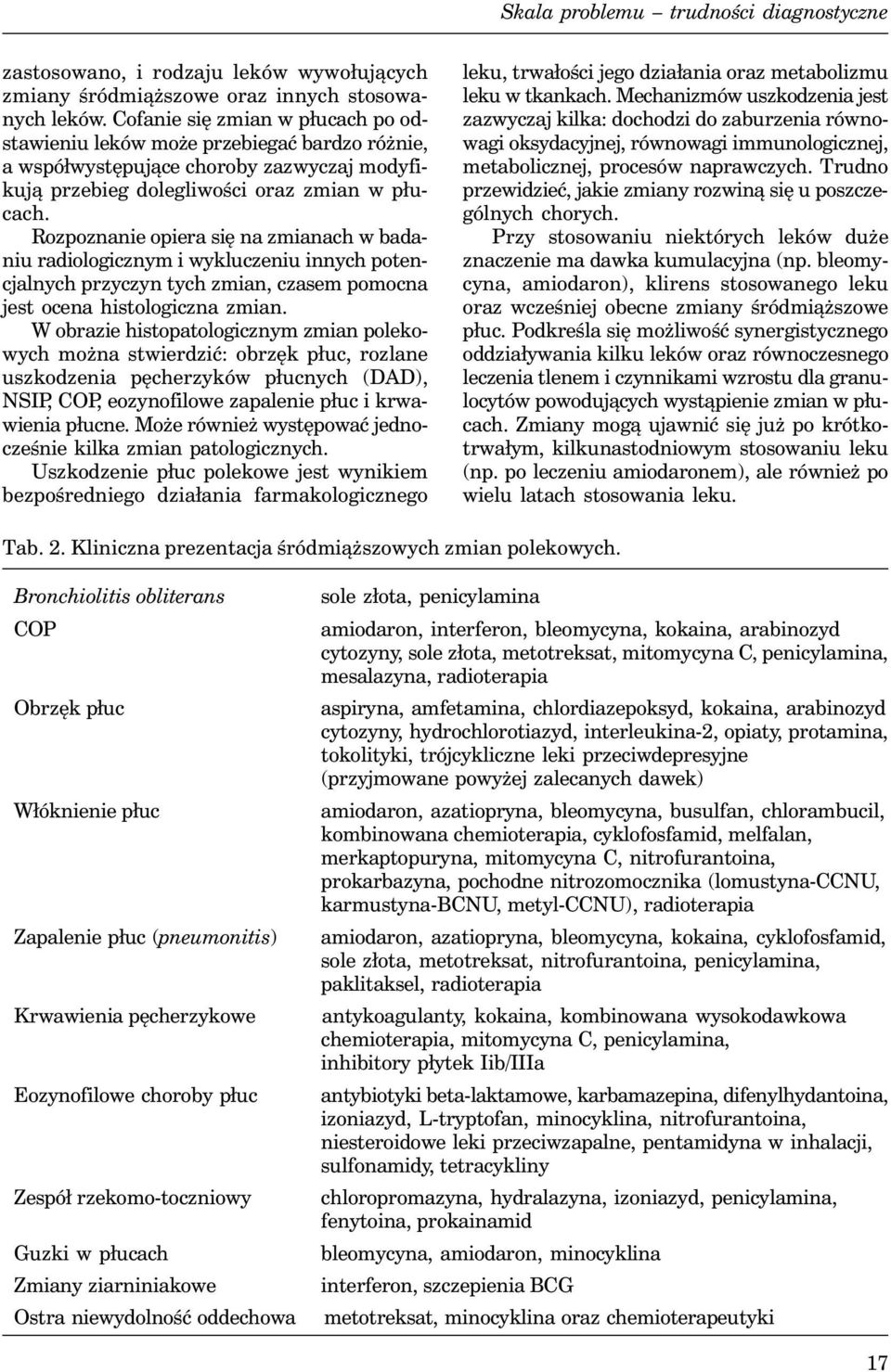 Rozpoznanie opiera się na zmianach w badaniu radiologicznym i wykluczeniu innych potencjalnych przyczyn tych zmian, czasem pomocna jest ocena histologiczna zmian.