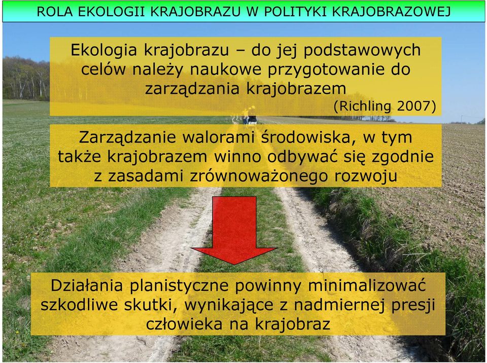 środowiska, w tym także krajobrazem winno odbywać się zgodnie z zasadami zrównoważonego rozwoju