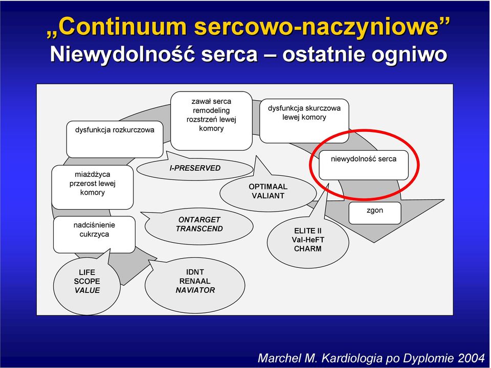 lewej komory I-PRESERVED OPTIMAAL VALIANT niewydolność serca nadciśnienie cukrzyca ONTARGET TRANSCEND