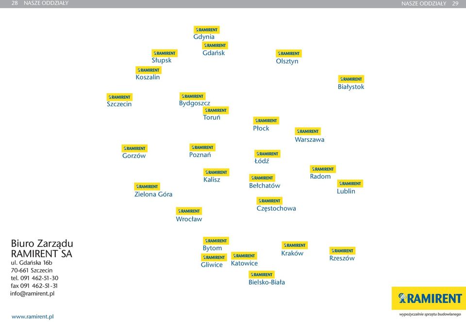 Częstochowa Wrocław Biuro Zarządu RAMIRENT SA ul. Gdańska 16b 70-661 Szczecin tel.