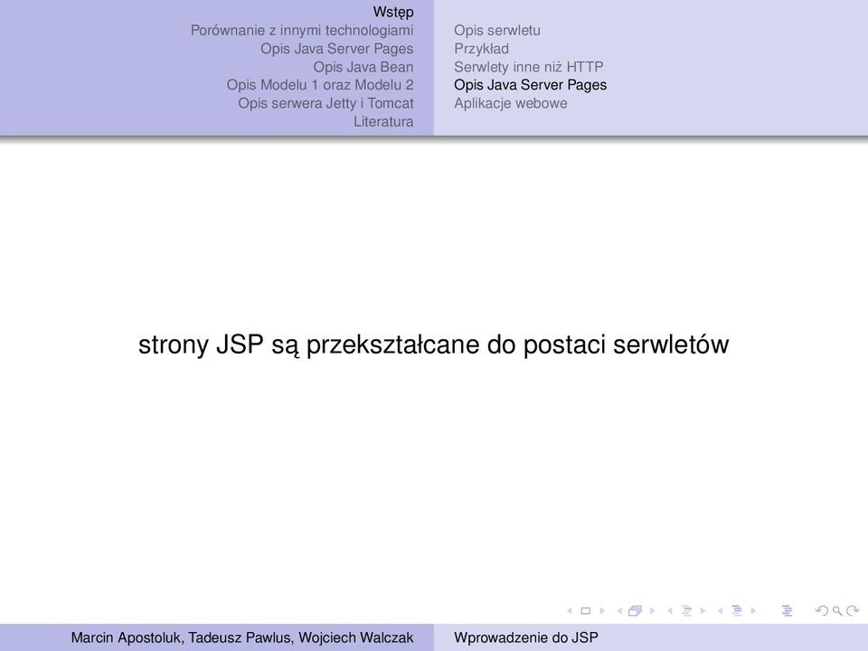 Aplikacje webowe strony JSP