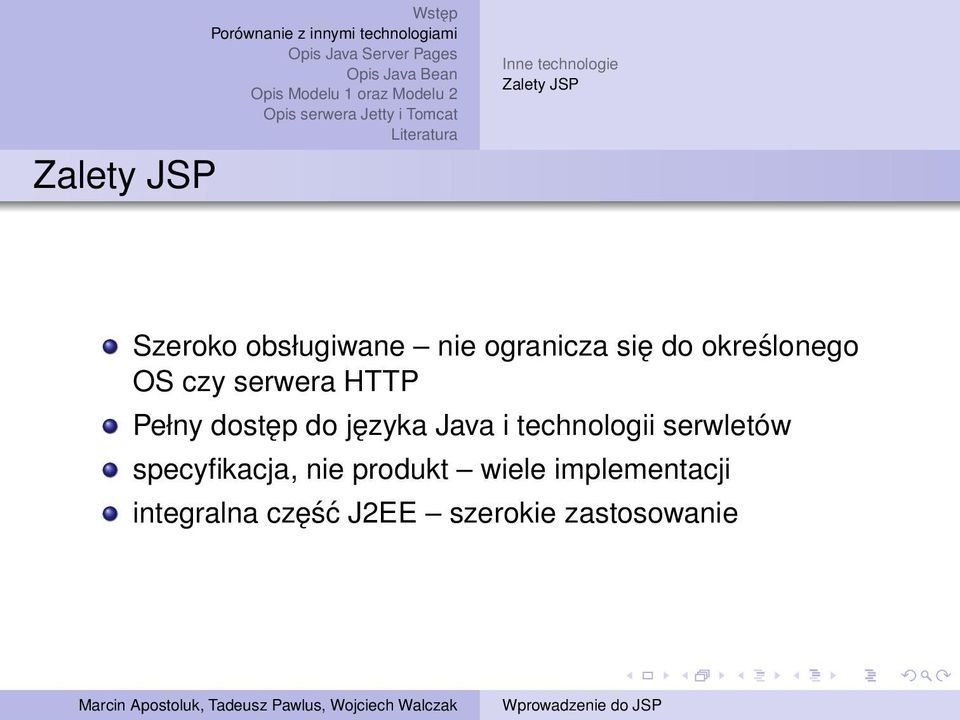 do języka Java i technologii serwletów specyfikacja, nie