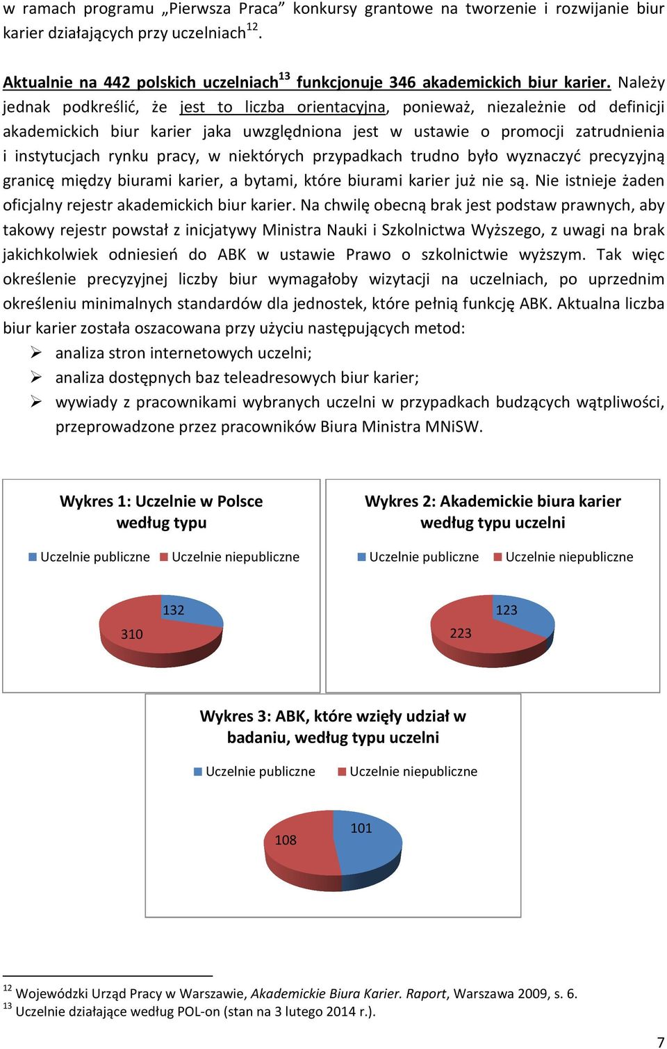 Należy jednak podkreślić, że jest to liczba orientacyjna, ponieważ, niezależnie od definicji akademickich biur karier jaka uwzględniona jest w ustawie o promocji zatrudnienia i instytucjach rynku