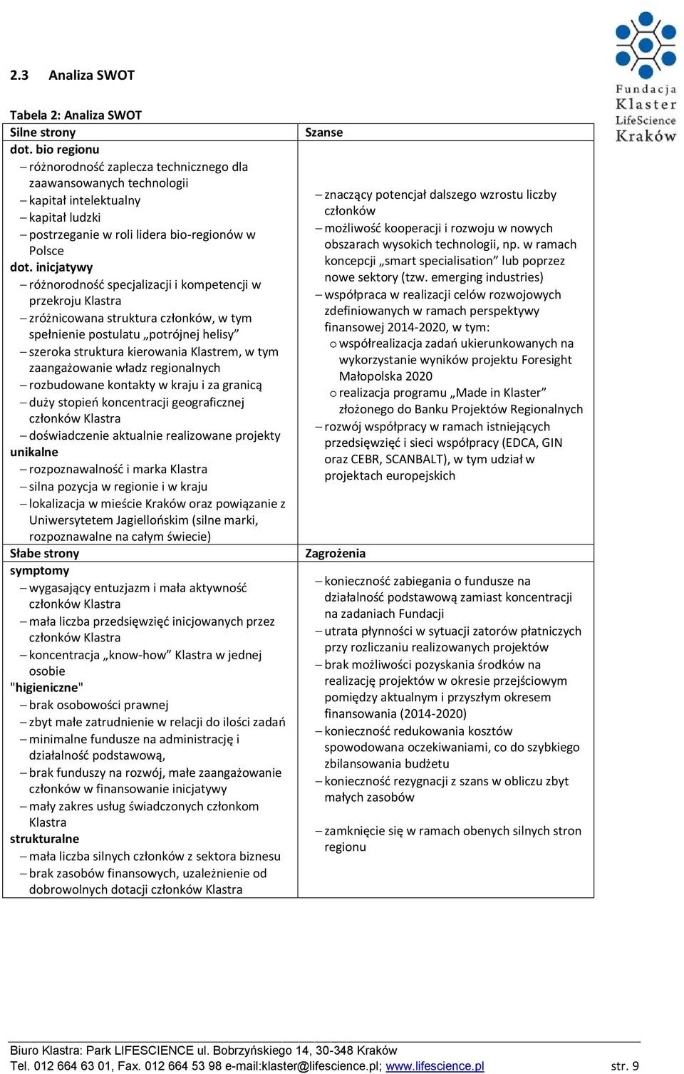 inicjatywy różnorodność specjalizacji i kompetencji w przekroju Klastra zróżnicowana struktura członków, w tym spełnienie postulatu potrójnej helisy szeroka struktura kierowania Klastrem, w tym