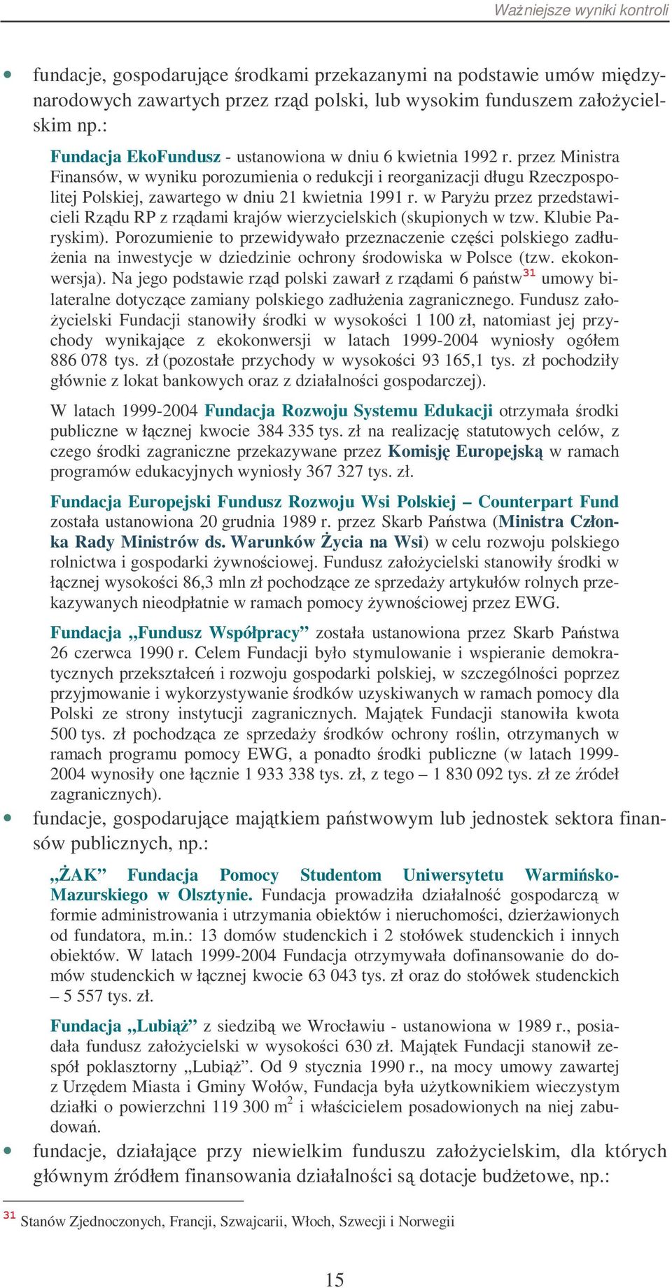 przez Ministra Finansów, w wyniku porozumienia o redukcji i reorganizacji długu Rzeczpospolitej Polskiej, zawartego w dniu 21 kwietnia 1991 r.