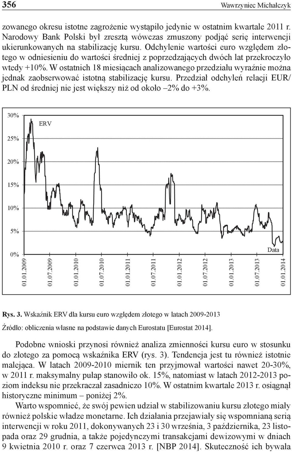 Odchylenie wartości euro względem złotego w odniesieniu do wartości średniej z poprzedzających dwóch lat przekroczyło wtedy +10%.